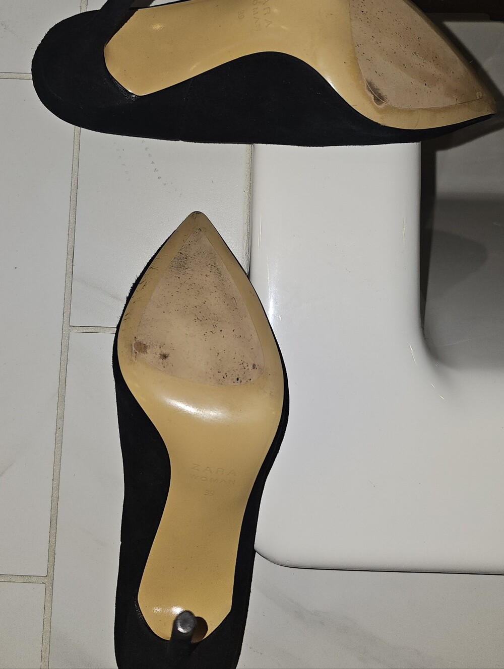 Zara Asymmetrical BlackSuede Pointed-Toe Stiletto Heel - Picture 8 of 10
